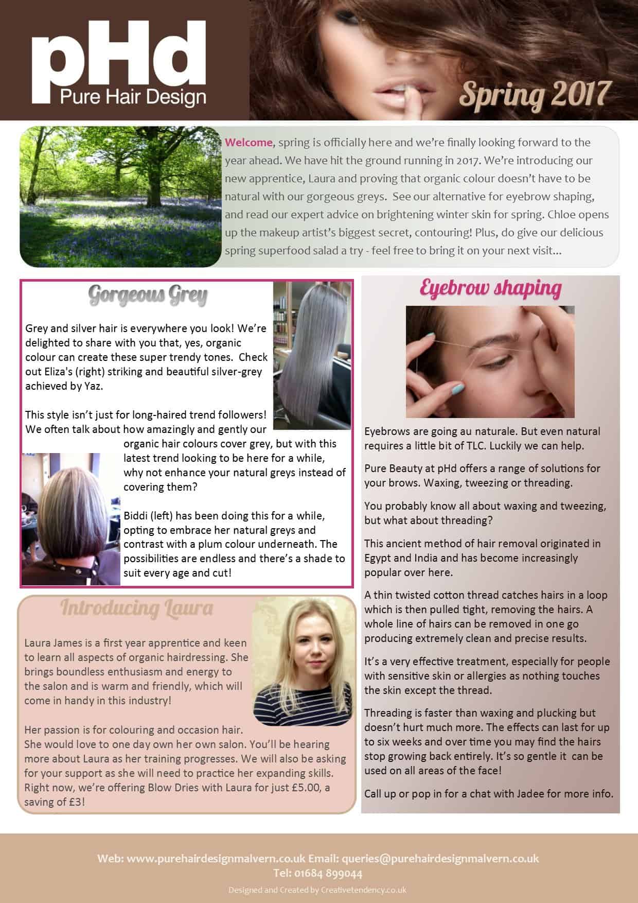 Newsletters pHd organic hair salon
